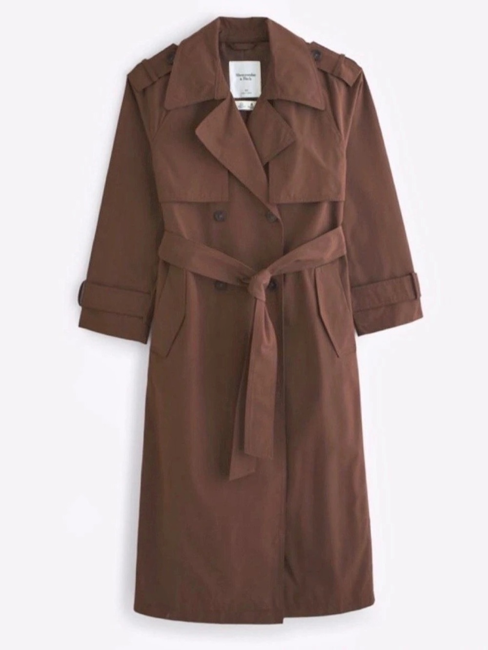 Abercrombie & Fitch Carrie Long Trench Coat Long Trench Coat in Brown Size